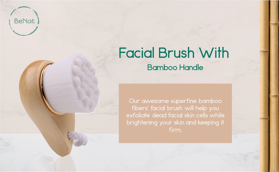 Facial Brush with Bamboo Handle - Mialuxx.beauty