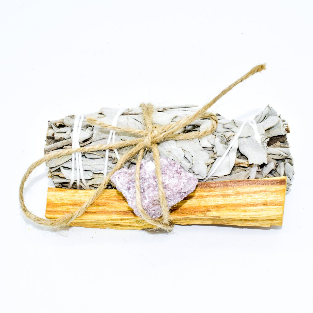 Palo Santo, Sage & Crystal Smudging Bundle - Mialuxx.beauty