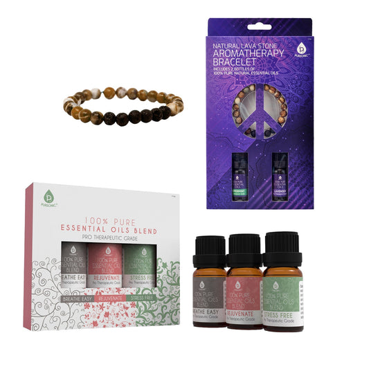Pursonic Aromatherapy Bliss Bundle: Lava Stone Bracelet + Pure Essential Oils. - Mialuxx.beauty